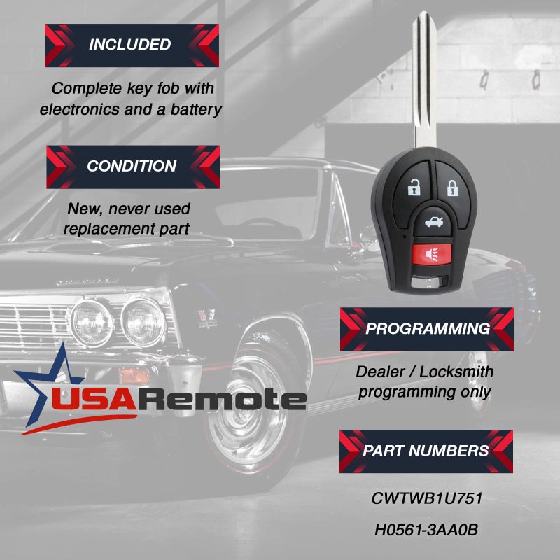 USARemote fits 2013 2014 2015 Sentra Key Fob Keyless Entry Remote (CWTWB1U751) - Image 3